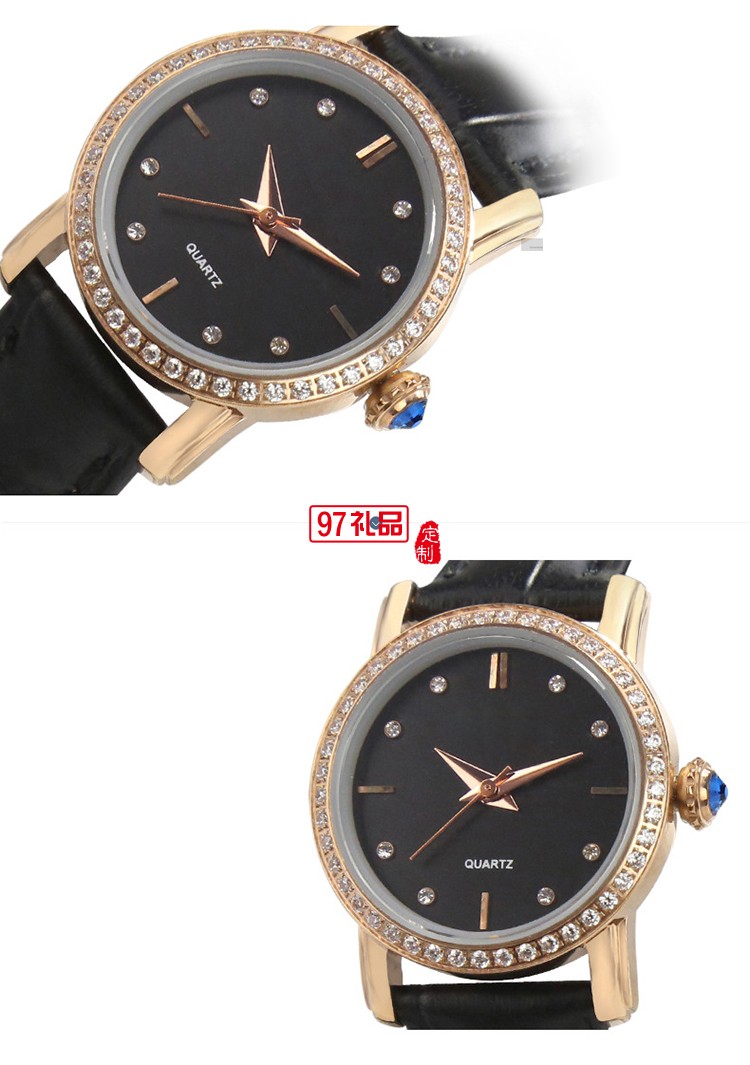 高檔鑲鉆真皮女士機械手表