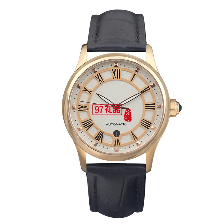 中國(guó)銀行商務(wù)禮品定制 機(jī)械男士真皮手表