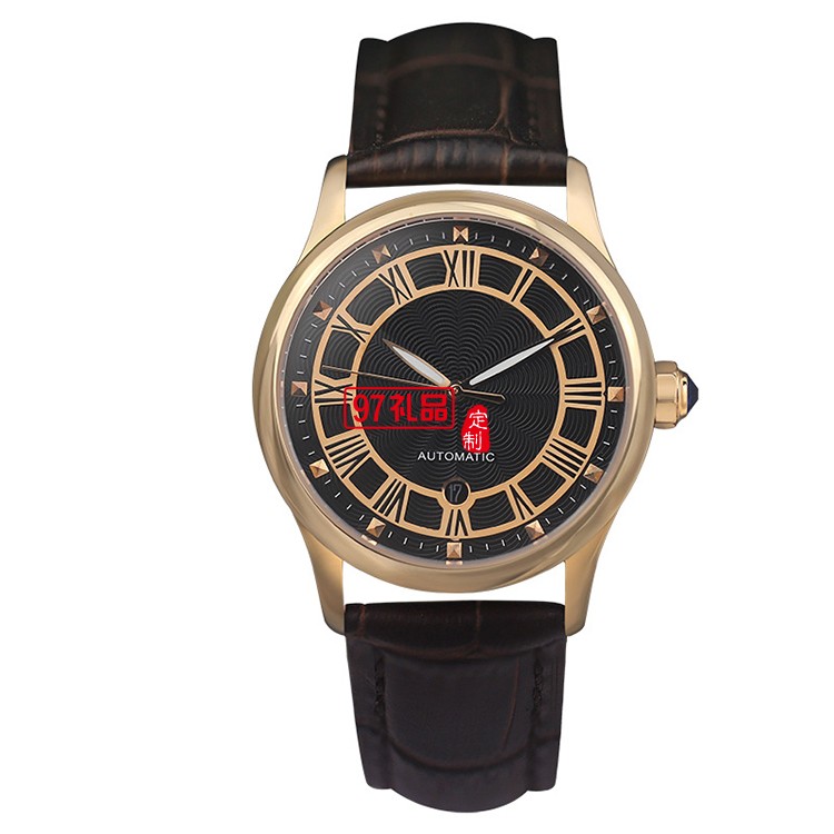 中國(guó)銀行商務(wù)禮品定制 機(jī)械男士真皮手表