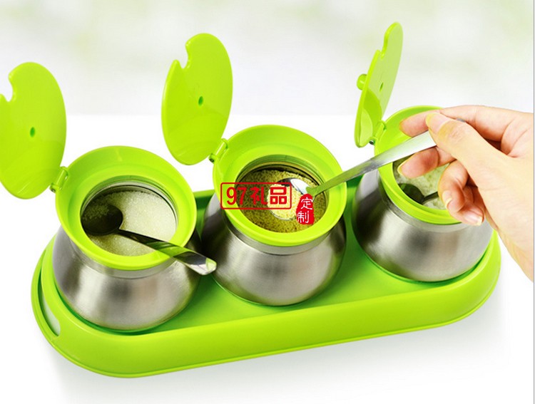 玻璃調味罐套裝 調味料瓶罐盒廚房用品儲物罐不銹鋼304食品級