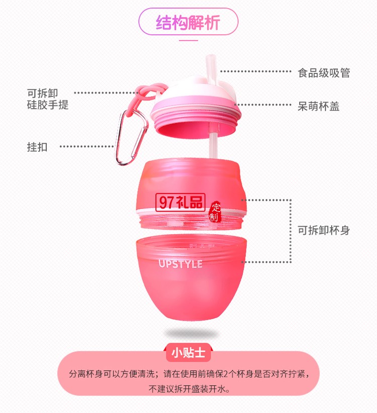 創(chuàng)意兒童吸管杯 韓國(guó)可愛水杯 便攜塑料杯 隨手杯