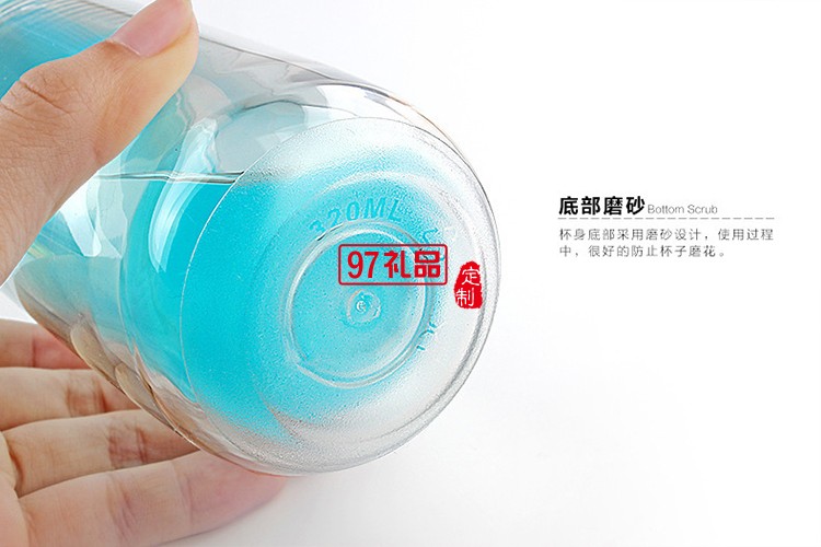 雙層塑料杯子 創(chuàng)意便攜運動水杯 學(xué)生隨手杯