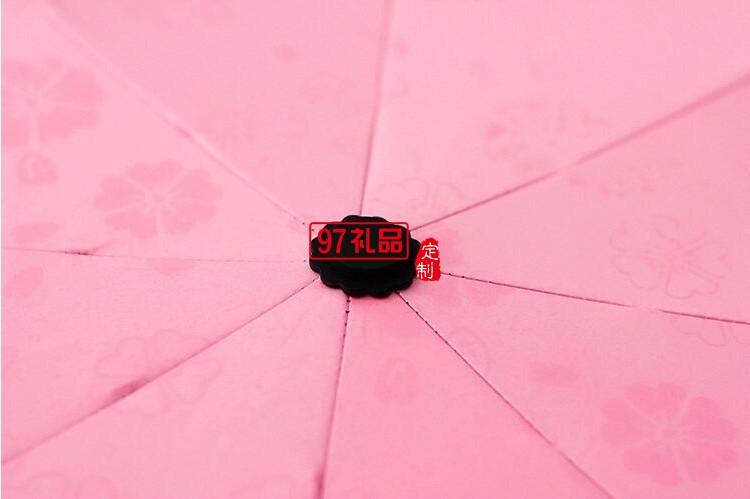 小黑傘 黑膠遇水開(kāi)花晴雨傘 折疊雨傘戶(hù)外三折廣告?zhèn)?可定制logo