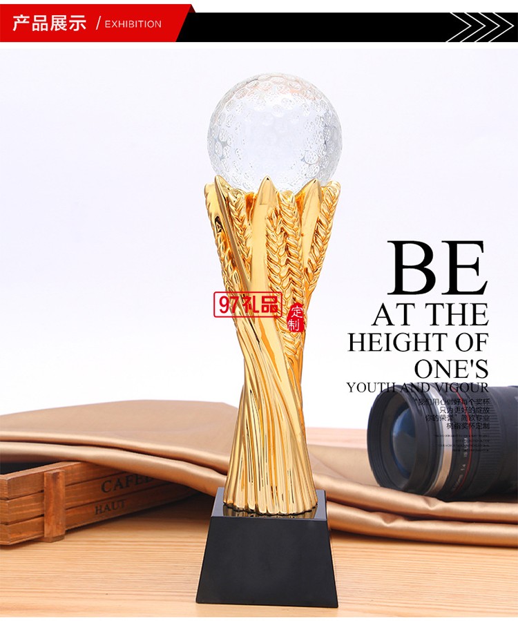 金色麥穗樹脂獎(jiǎng)杯 水晶球獎(jiǎng)杯定做刻字