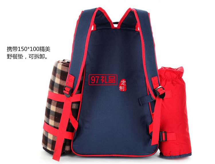 戶(hù)外雙肩多功能野餐包 野營(yíng)四人餐具套裝帶野餐墊雙肩冰包野餐包