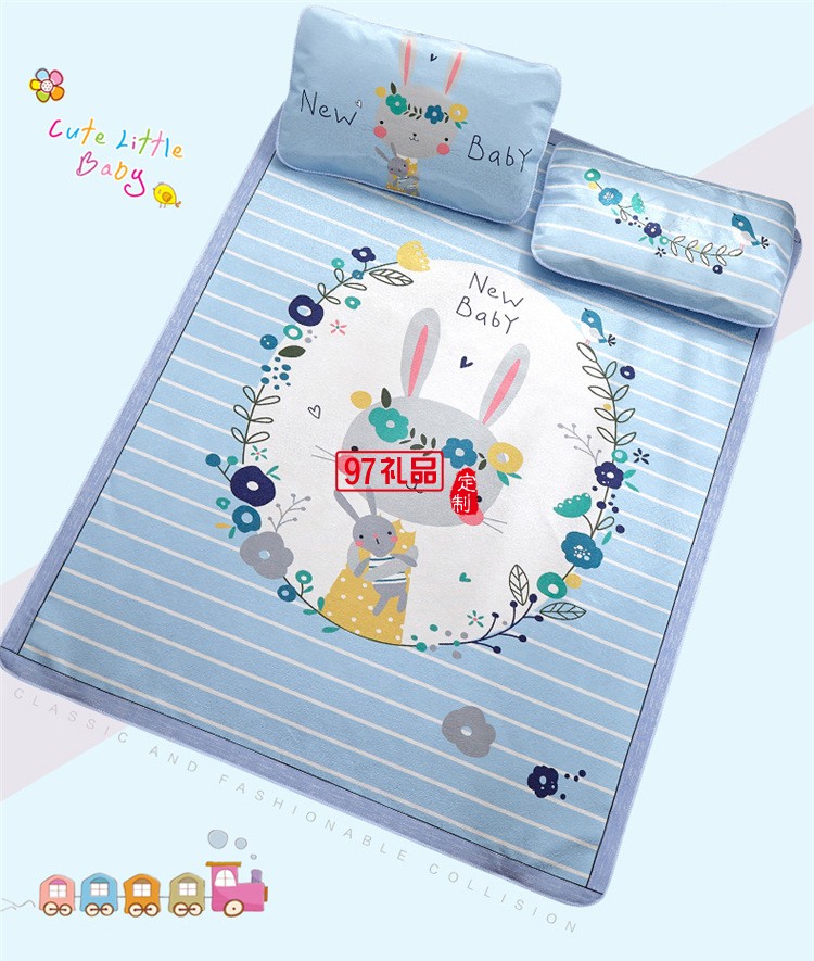 冰絲涼席三件套數碼印花空調席  可定制LOGO