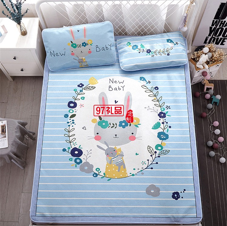 冰絲涼席三件套數碼印花空調席  可定制LOGO