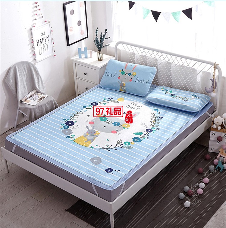 冰絲涼席三件套數碼印花空調席  可定制LOGO