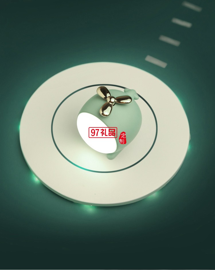 直升飛機(jī)小夜燈USB充電螺旋槳調(diào)光桌面LED臺燈公司廣告禮品定制