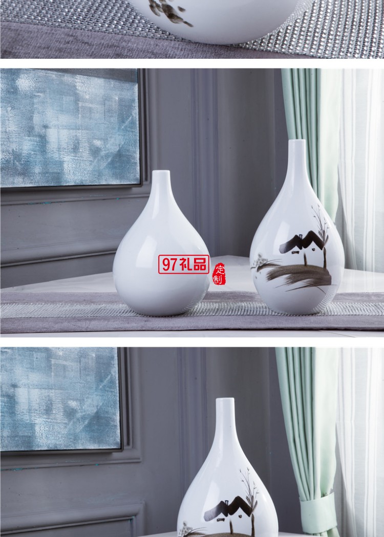 手繪鄉(xiāng)情陶瓷擺件 花瓶含托盤架 家居賓館酒店大廳開張開業(yè)展會(huì)用