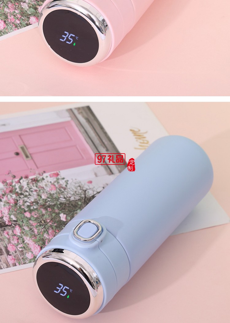 智能測(cè)溫彈跳豌豆杯保溫杯304不銹鋼禮品杯子定制