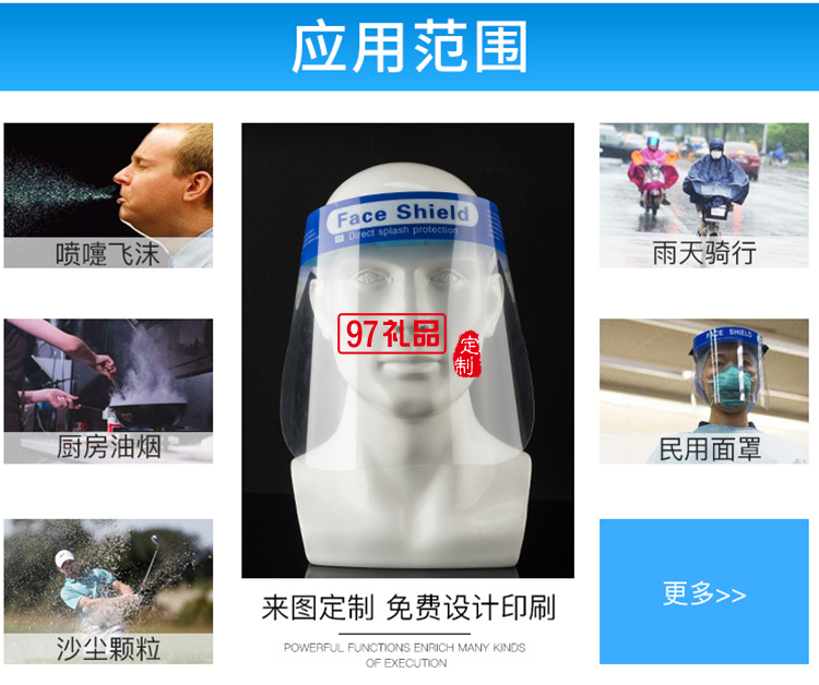 防護(hù)罩面部防疫用品透明面罩防飛沫隔離面屏防疫防霧罩