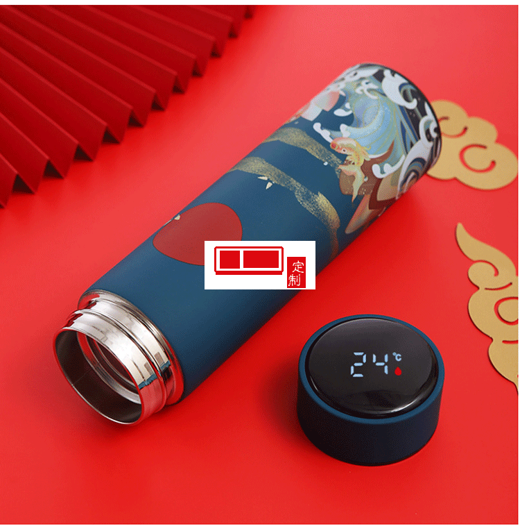 國潮不銹鋼智能杯中國風商務(wù)顯溫保溫杯禮品杯子定制