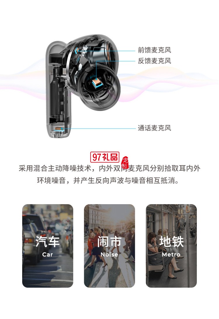 漫步者（EDIFIER）冇心版 真無線主動降噪耳機(jī) 藍(lán)牙高檔禮品定制