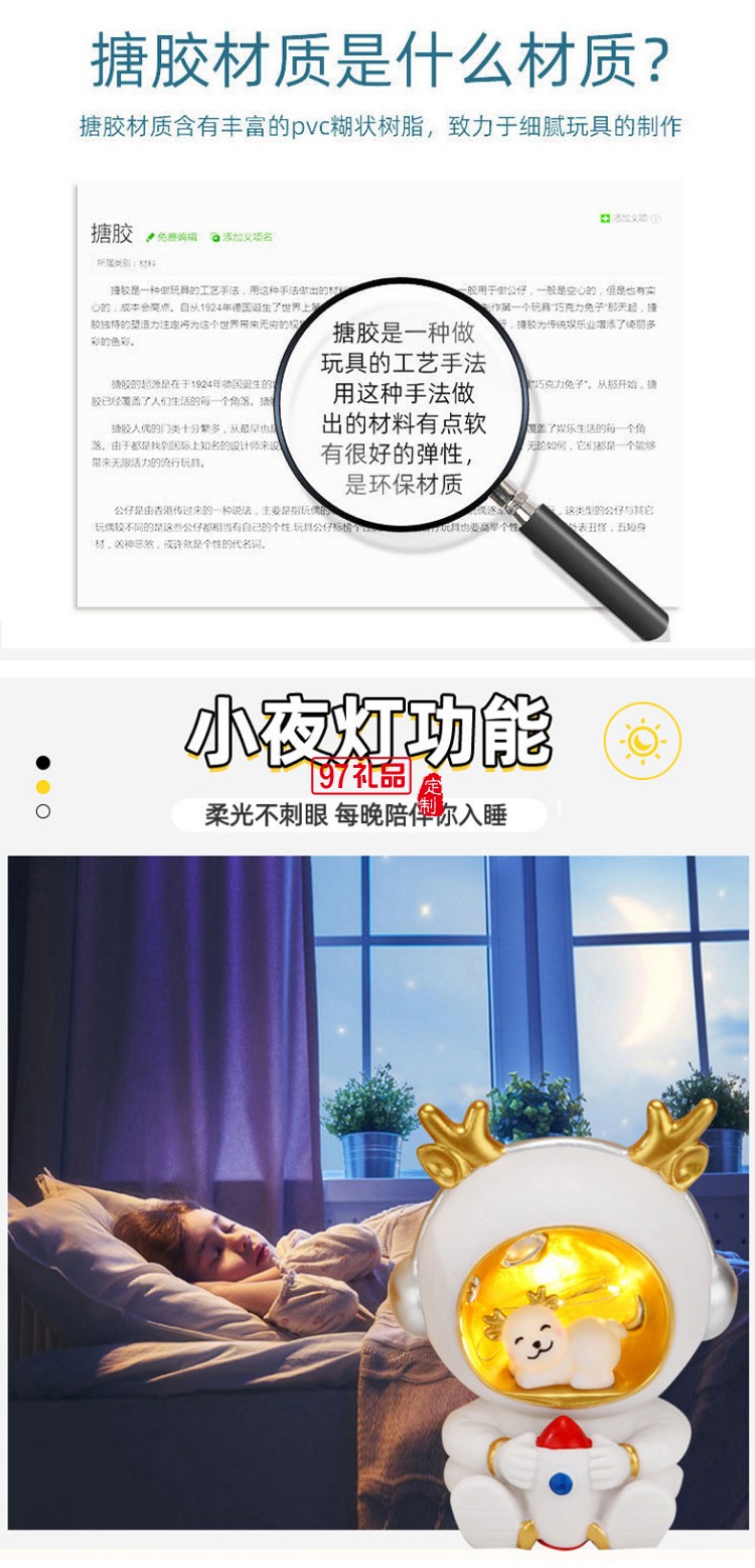 虎年吉祥物老虎小夜燈宇航員存錢(qián)罐 臥室裝飾擺件輕奢發(fā)光禮品