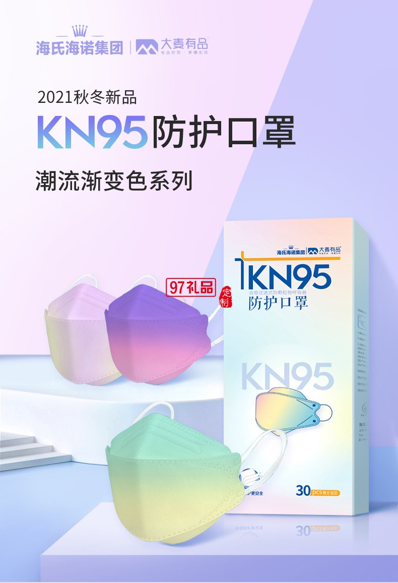 KN95防護(hù)口罩（柳葉口罩）-漸變色）30只/盒