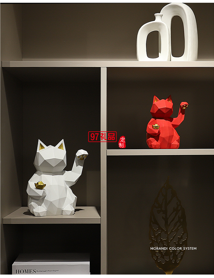 北歐現(xiàn)代招財貓樹脂擺件