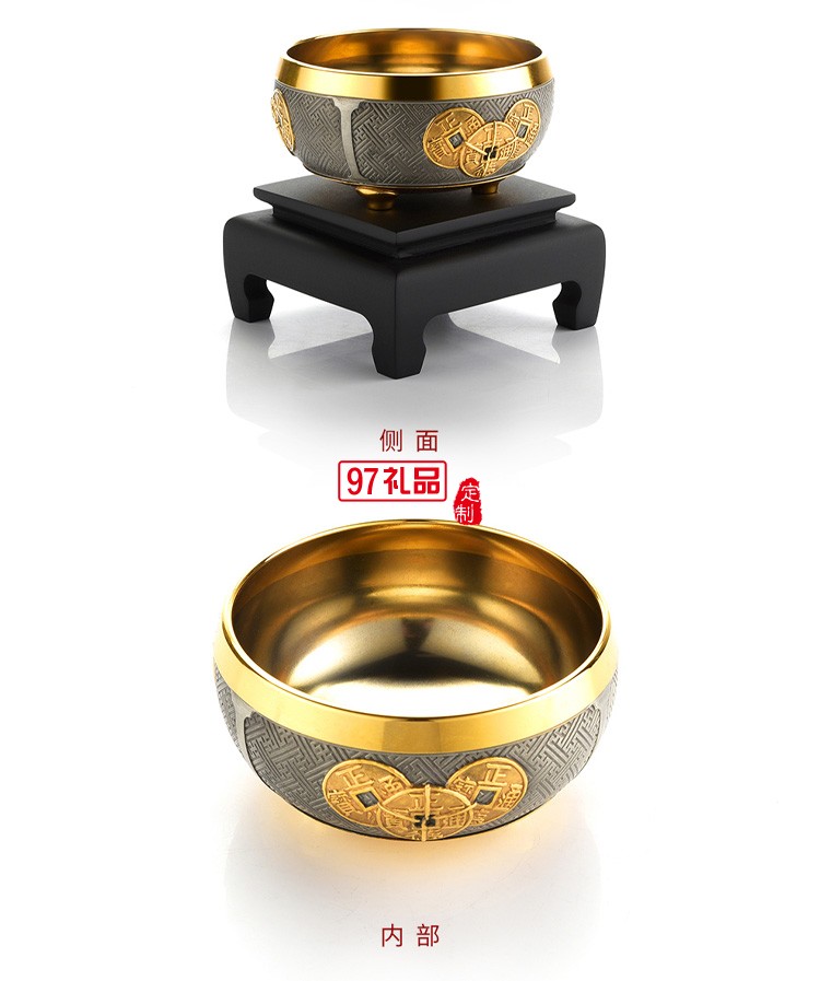 24K鍍金富貴碗商場(chǎng)同款 富貴碗擺件 家居喬遷開業(yè)工藝禮品 擺設(shè)裝飾