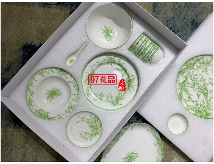Do鈴蘭系列41頭餐具套裝禮盒DIO MAISON高級骨瓷綠色喬遷結婚