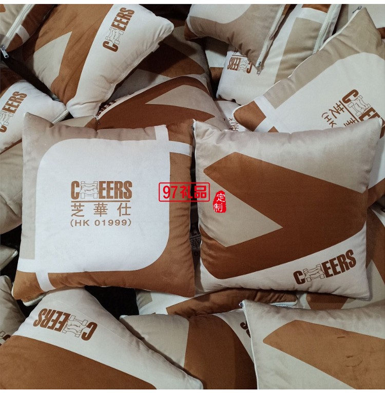 時尚天鵝絨抱枕被子房地產(chǎn)定 制廣告禮品抱枕家居兩用靠墊被