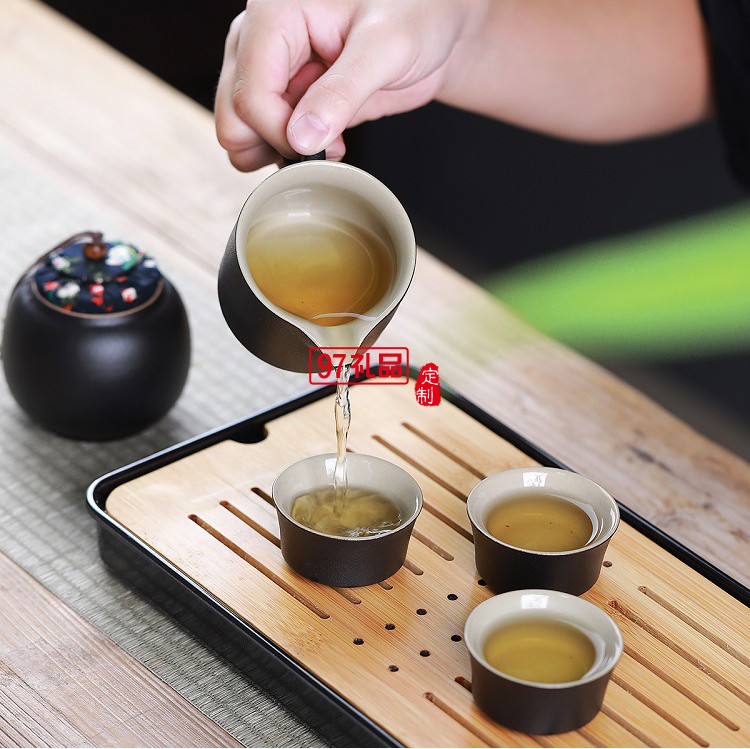 年會(huì)喜慶旅行功夫茶具套裝黑陶陶瓷公司商務(wù)員工禮品雕刻logo送禮