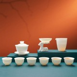 羊脂玉白瓷茶具套裝全套功夫茶杯家用辦公室會客泡茶陶瓷蓋碗