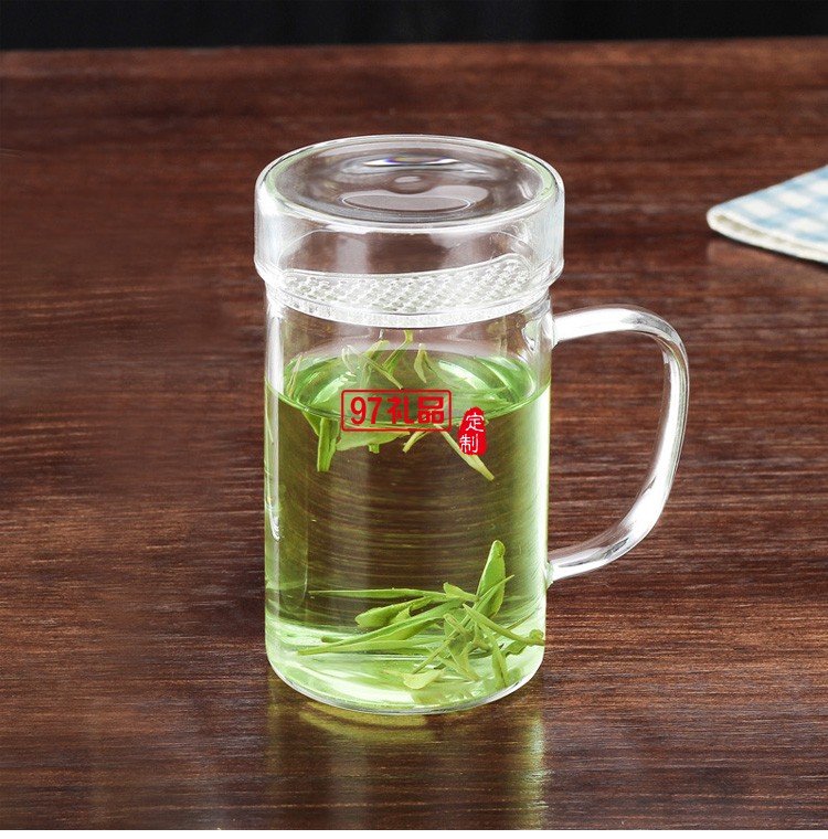 高鵬硅玻璃過(guò)濾泡茶杯加厚底月牙杯禮品杯子定制