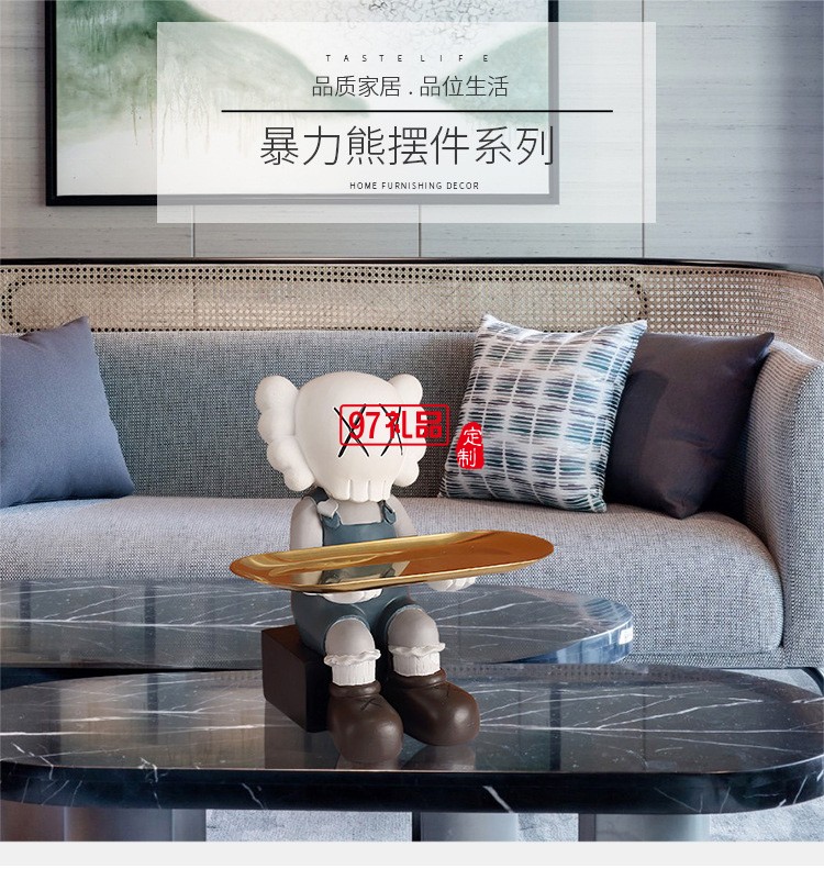 創(chuàng)意暴力熊擺件鑰匙收納儲(chǔ)物置物盤(pán)客廳家居玄關(guān)電視柜裝飾品擺設(shè)