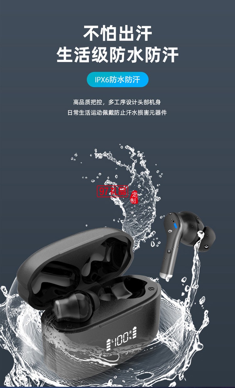 數(shù)顯藍(lán)牙耳機(jī)ENC主動降噪 運(yùn)動游戲電競