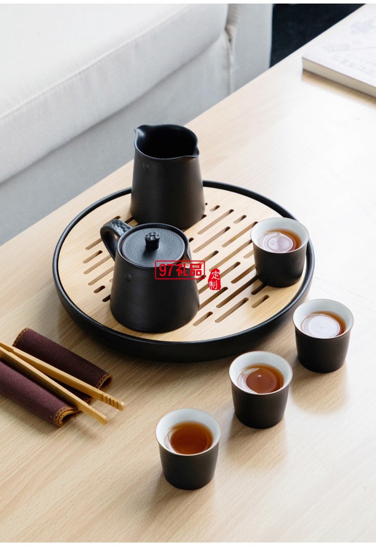 小型功夫茶具套裝日式簡(jiǎn)約復(fù)古辦公室家用小套儲(chǔ)水小茶盤(pán)茶臺(tái)一體
