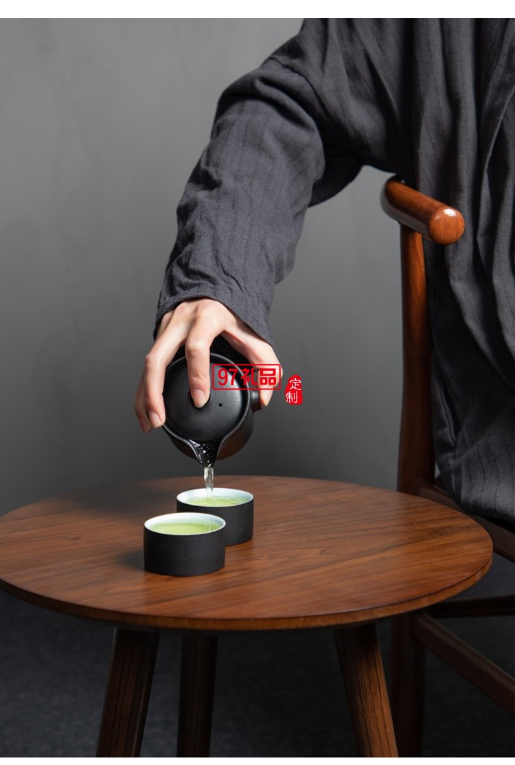 快客杯一壺二杯便攜式小包創(chuàng)意簡(jiǎn)約黑陶瓷定制隨身小旅行茶具套裝