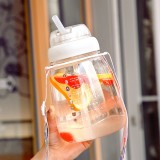 ins大肚塑料水杯帶背帶高顏值網(wǎng)紅便攜吸管杯超大容量水壺