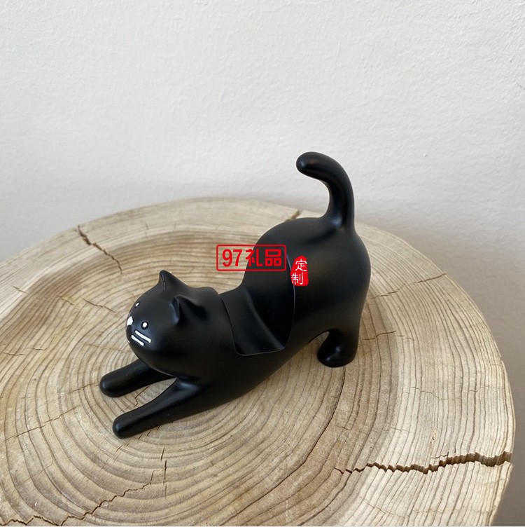 日式卡卡通貓咪手機(jī)支架桌面擺件