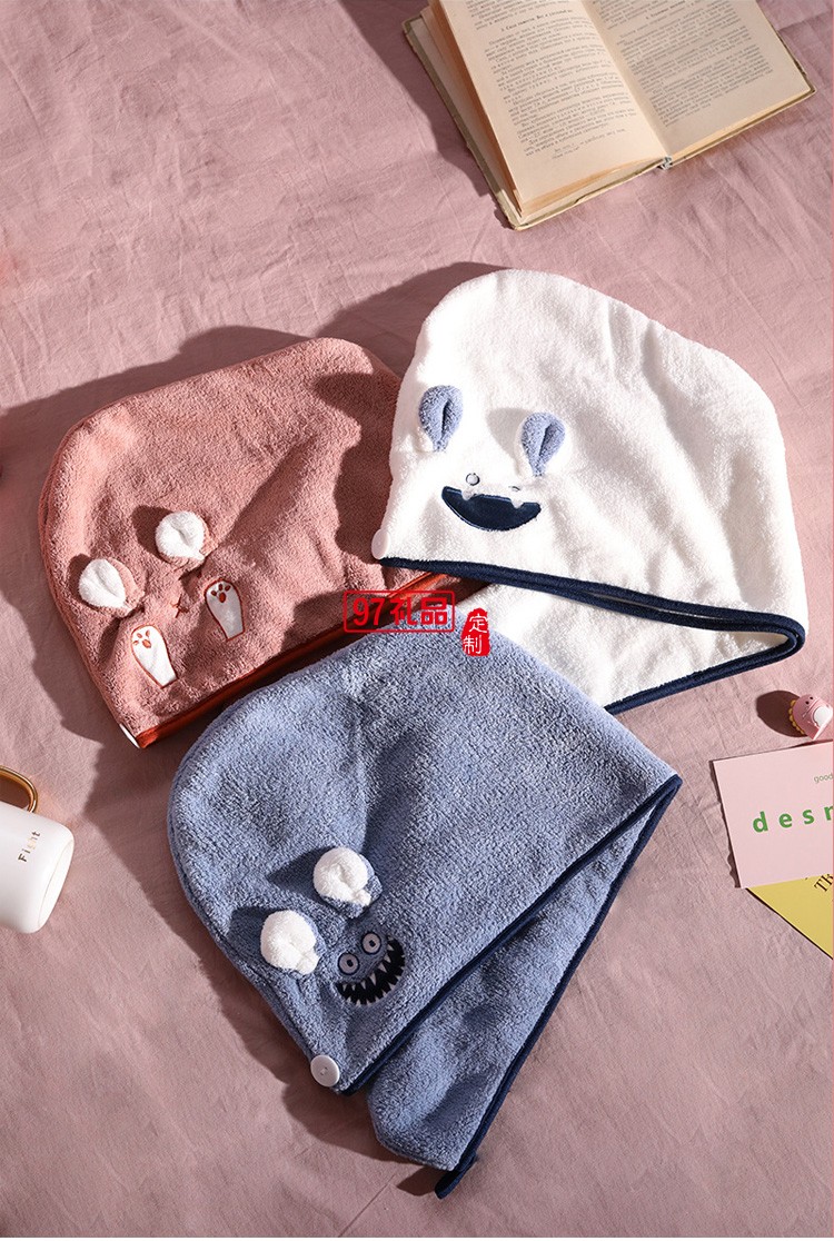 ins卡通干發(fā)帽珊瑚絨浴帽超強(qiáng)吸水速干包頭巾加厚兒童可愛(ài)干發(fā)巾