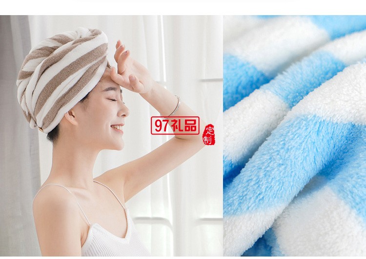 日系超細(xì)纖維加厚珊瑚絨陽離子干發(fā)帽可愛包頭巾吸水速干條紋浴帽