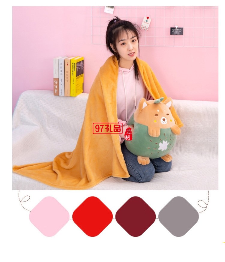 新款水果三合一抱枕被子沙發(fā)靠墊空調被兒童午睡毯子