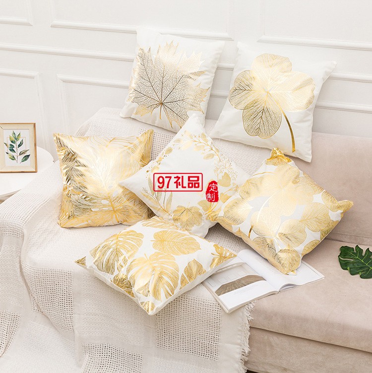 燙金抱枕定制抱枕套沙發(fā)靠枕汽車(chē)靠墊套短毛絨ins北歐輕奢辦公室