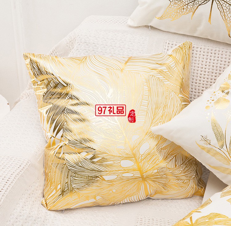 燙金抱枕定制抱枕套沙發(fā)靠枕汽車(chē)靠墊套短毛絨ins北歐輕奢辦公室
