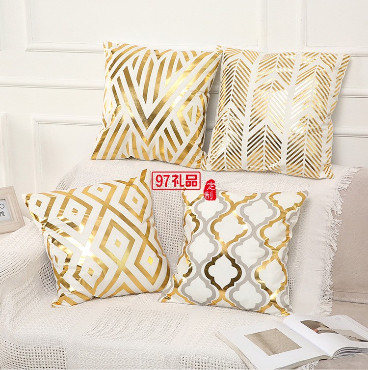 燙金抱枕定制抱枕套沙發(fā)靠枕汽車(chē)靠墊套短毛絨ins北歐輕奢辦公室