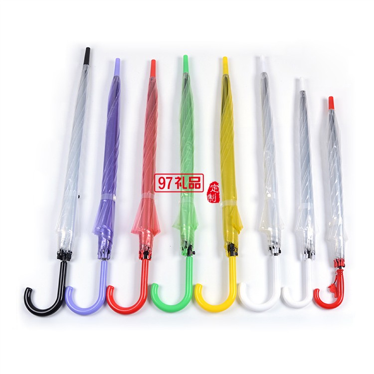 彩色透明雨傘 21寸POE塑料自動雨傘定制公司廣告促銷禮品