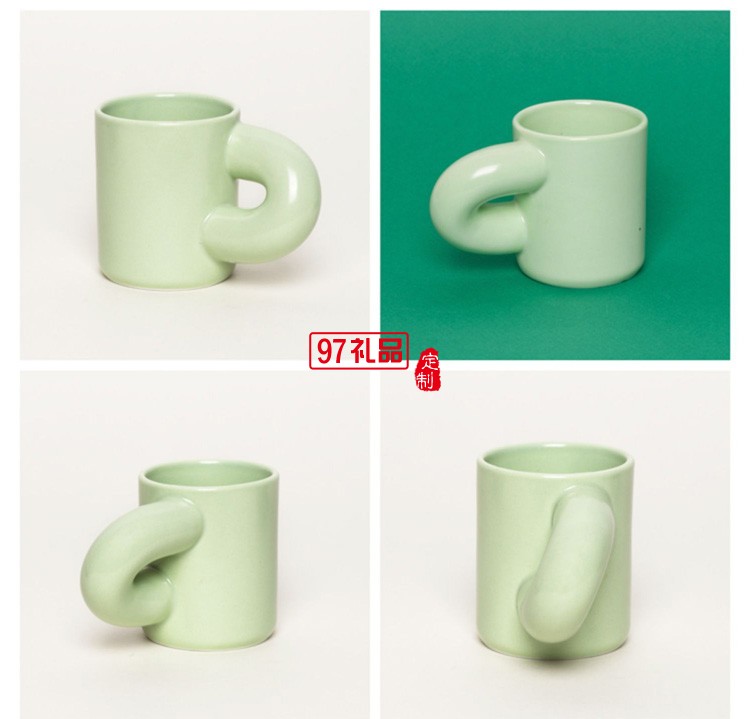 跨鏡專供通心粉馬克杯陶瓷杯胖把手牛奶咖啡杯水杯餐廳創(chuàng)意彩色杯