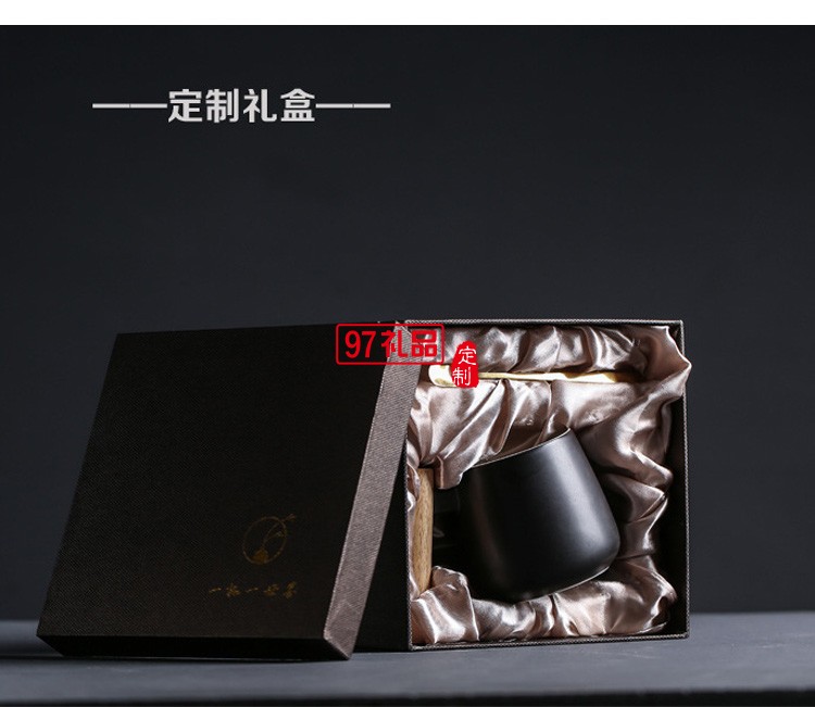 北歐ins風(fēng)簡約陶瓷木柄馬克杯黑白情侶咖啡杯辦公室水杯禮品logo