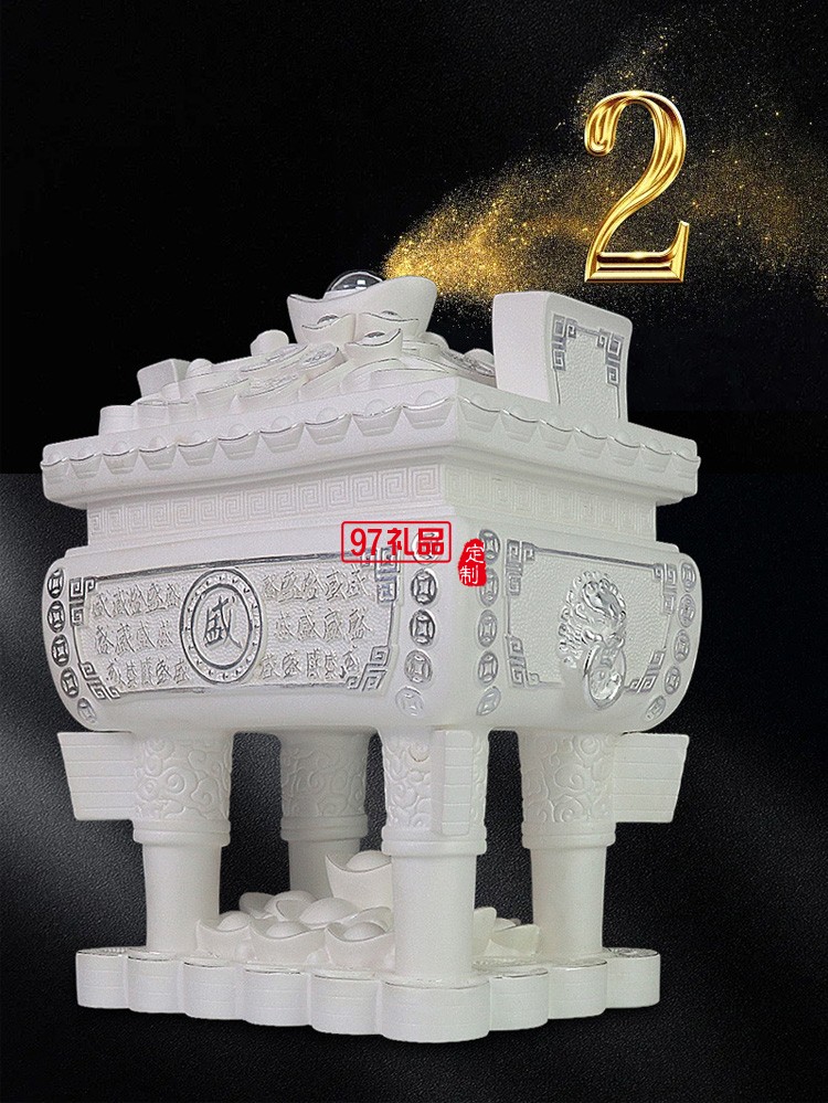 純銀招財(cái)寶鼎搬家喬遷工藝品開(kāi)業(yè)禮品聚寶盆