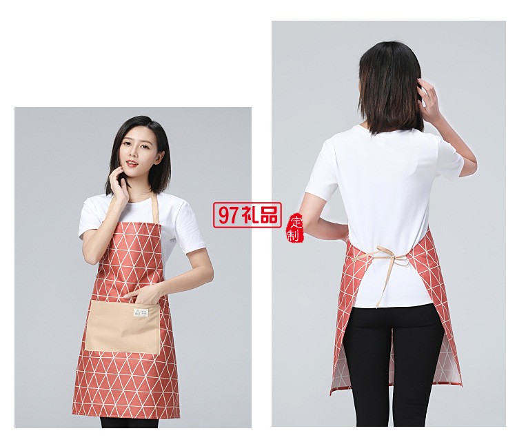 防水圍裙無(wú)袖廚房防污做飯圍腰服務(wù)員工作服成人罩衣定制公司廣告禮品