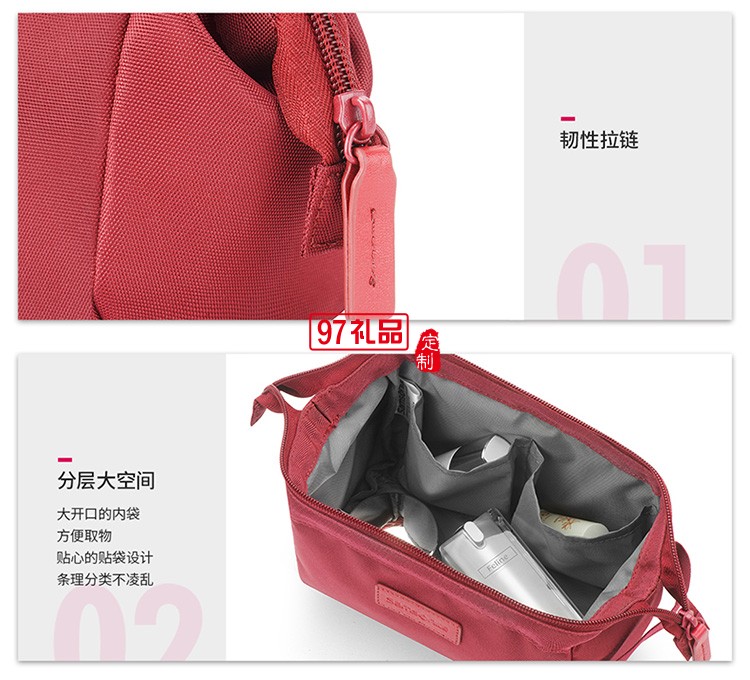 簡約大容量開口設(shè)計(jì)化妝包-紅色