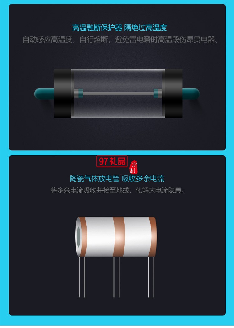 公牛防雷機(jī)柜電源插座機(jī)箱專用1.8米GNE-108T定制公司廣告禮品