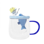 獨(dú)角犀童年系列茶水分離馬克杯套組拔蘿卜可愛(ài)玻璃杯