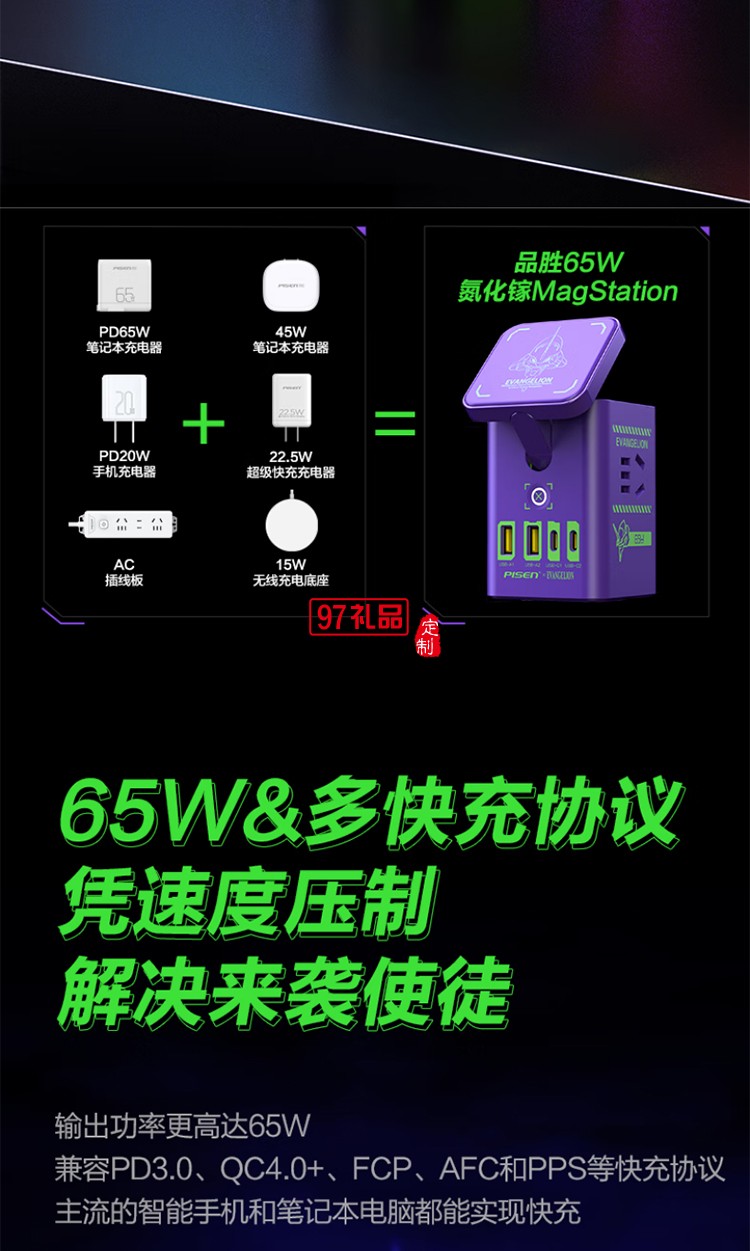 5W氮化鎵三合一磁吸桌面充