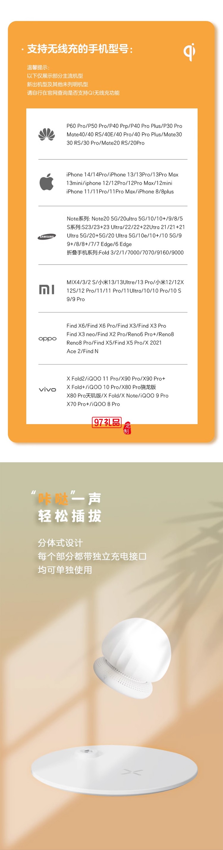 藍(lán)牙音響無(wú)線(xiàn)充小夜燈分體式便攜戶(hù)外露營(yíng)燈