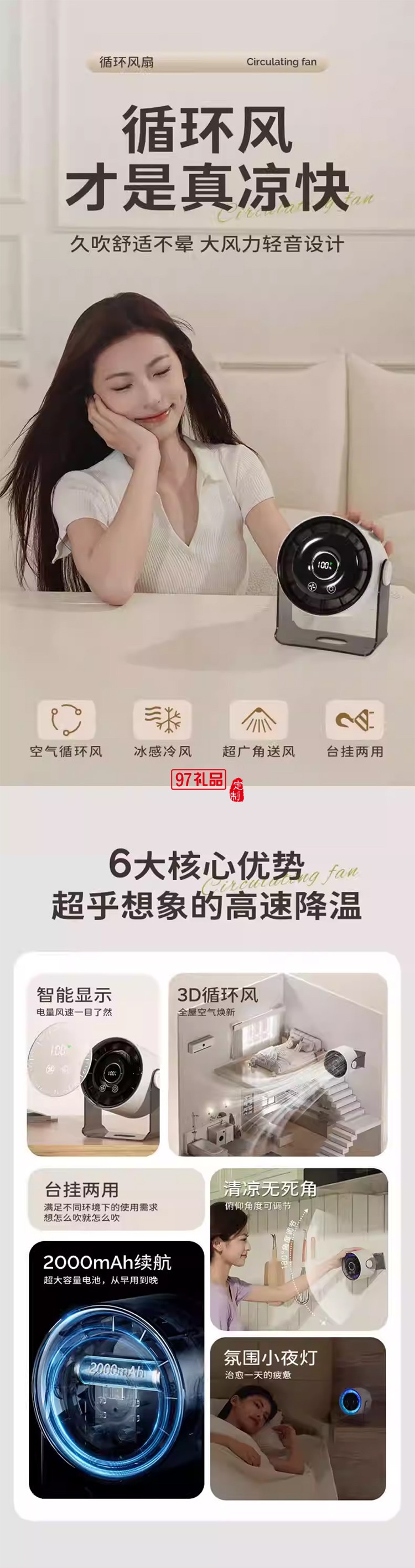 臺(tái)式壁掛空氣循環(huán)扇QYF018